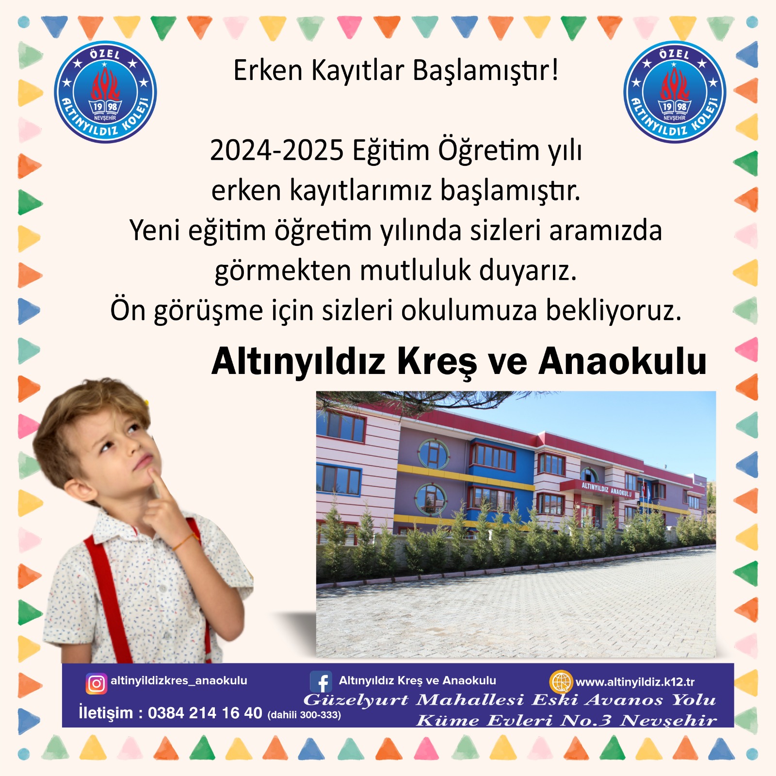 ÖZEL ALTINYILDIZ KREŞ VE ANAOKULU’NDA 2024-2025 EĞİTİM ÖĞRETİM YILI KAYITLARIMIZ BAŞLADI